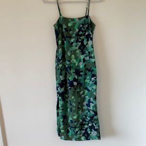 Kookai green silk slip midi